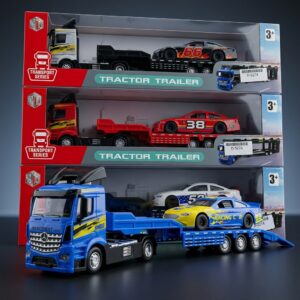 Mainan Diecast Truck Trailer Set Mobil Sport - 4 WARNA