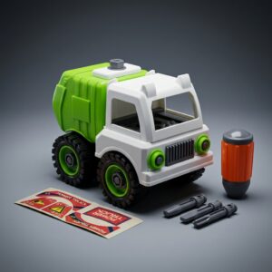 Mainan DIY Truck Sanitation Hijau